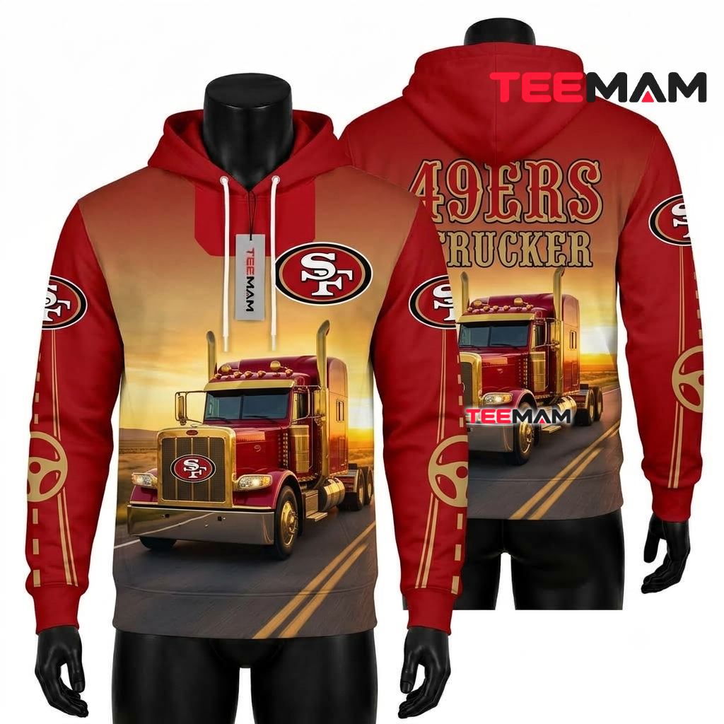 San Francisco 49ers 3D Hoodie Trucker Semi Truck