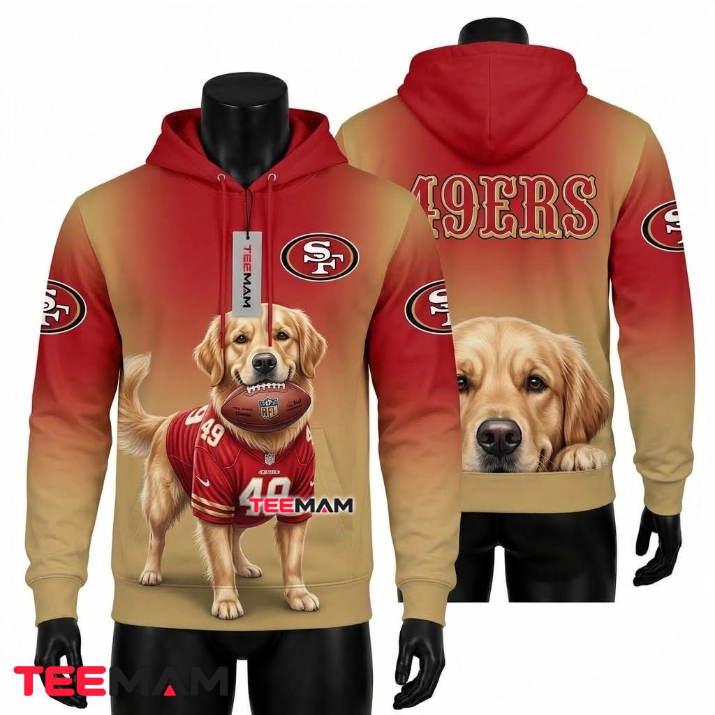 San Francisco 49ers All Over Print 3D Hoodie Golden Retriever Dog